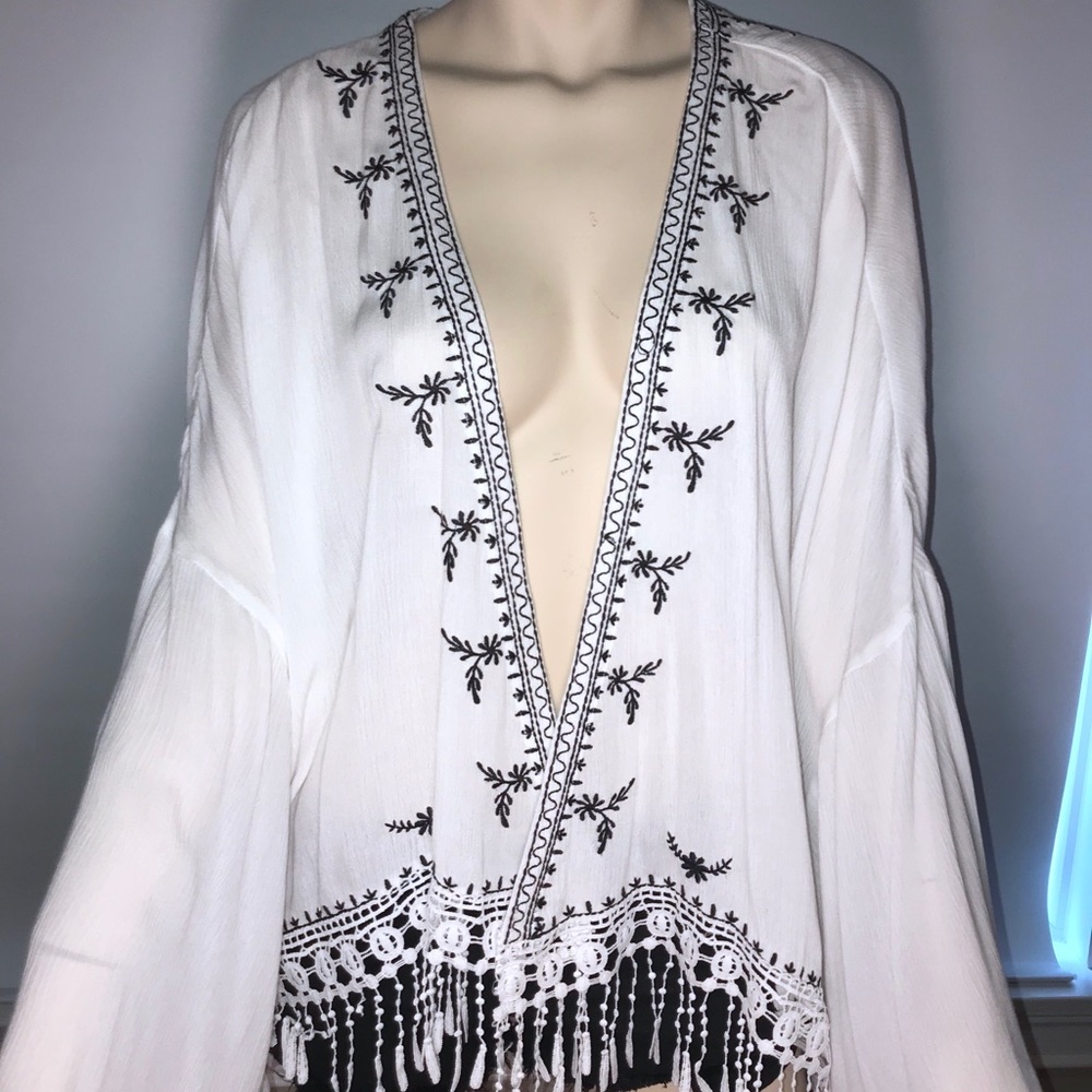 White Kimono with Black embroidery